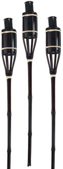 arti casa Tuinfakkels voor lampenolie - 9x stuks - 60 cm - bamboe hout - buiten - navulbaar
