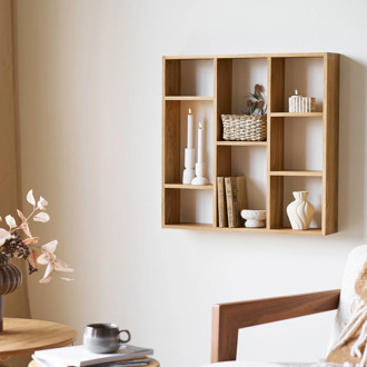 Artichok Abigail eikenhouten vierkante wandplank naturel - 70 x 70 xm Bruin