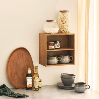 Artichok Abigail vierkante eikenhouten open wandkast met twee vakken - 30 x 30 cm Bruin