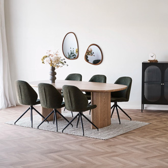 Artichok Adeline houtlook organische wandspiegel bruin - 47 x 44 cm