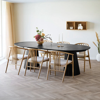 Artichok Alko uitschuifbare houten eettafel zwart - Ø 120 tot 240 cm