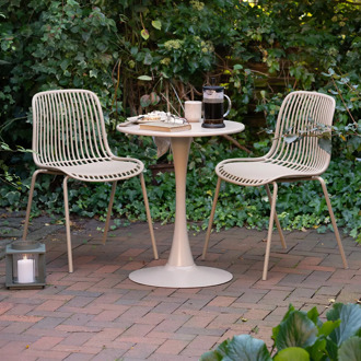 Artichok Amyra metalen tuintafel beige - Ø60 x 72 cm