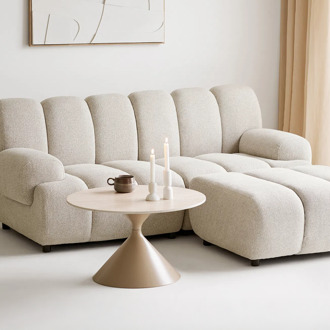 Artichok Anisa metalen salontafel met keramiek blad beige - Ø70