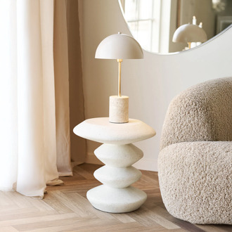 Artichok Aukje fiberclay bijzettafel wit -  Ø 36 x 46 cm