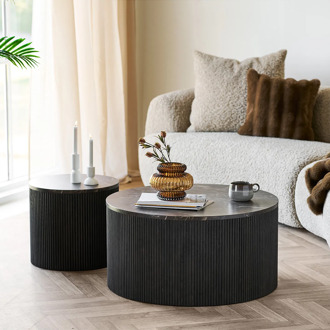 Artichok Babette ronde salontafel donkerbruin marmer - Ø 80 x 40 cm