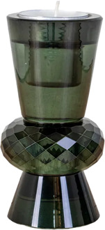 Artichok Bay glazen kandelaar groen - 6 x 12 cm