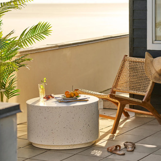 Artichok Boan ronde fiberclay salontafel gebroken wit -  Ø70 x 40 cm