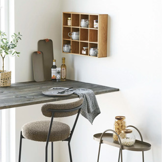 Artichok Boet eikenhouten wandplank - 12 vakken - 39 x 51 cm Bruin