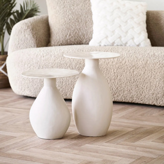 Artichok Calvin metalen bijzettafel gebroken wit - Ø36 x 50 cm