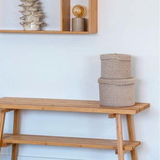 Artichok Camille katoenen manden beige - met deksel - set van 2