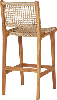 Artichok Elodie houten tuin barkruk met rotan zitting naturel - 60 cm Bruin