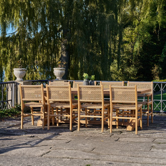 Artichok Elodie houten tuinstoel met rotan zitting naturel Bruin