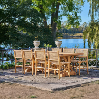 Artichok Elodie houten tuinstoel naturel met rotan - met armleuningen Bruin