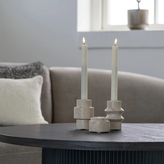 Artichok Joah travertijn kaarsenhouder naturel - set van 2 Beige