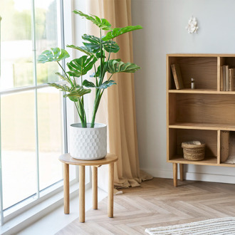 Artichok Joëlle ronde eikenhouten bijzettafel naturel - Ø 40 x 40 cm Bruin