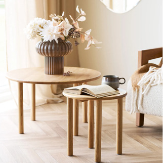 Artichok Joëlle ronde eikenhouten salontafel  naturel -  Ø 70 x 40 cm Bruin