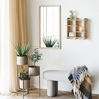 Artichok Joke wandspiegel met houten frame  - 75 x 45 cm Bruin