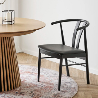 Artichok Jonna eetkamerstoel zwart - zwart onderstel