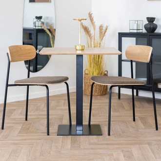 Artichok Justus eetkamerstoel met houten leuning bruin - stoffen zitvlak