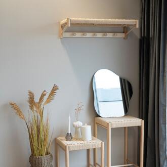 Artichok Loek houten kapstok met geweven plank - 78 x 31 cm Bruin