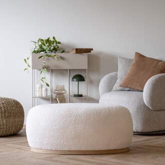 Artichok Madelon bouclé poef wit - 88,5 x 36 cm