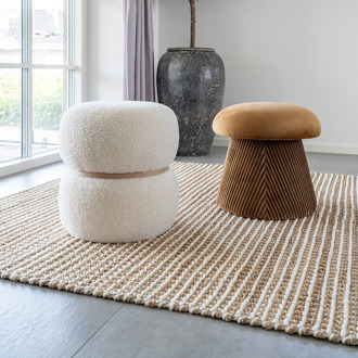 Artichok Madelon bouclé poef wit - Ø 38 cm