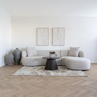 Artichok Mandy gestoffeerde 3,5-zits hoekbank beige - rechts - 294 cm