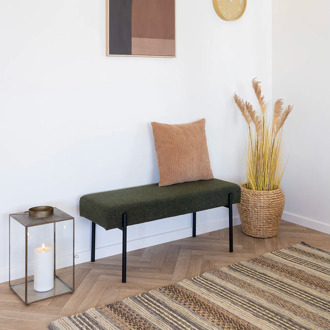 Artichok Marianna bouclé bankje donkergroen - 100 x 42,5 cm