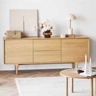Artichok Mels eikenhouten sideboard naturel - 180 x 75 cm Bruin