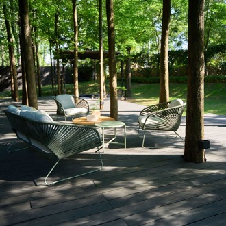 Artichok Mischa tuin loungeset groen 5delig - tweezitsbank, twee fauteuils, twee salontafels - met zitkussens