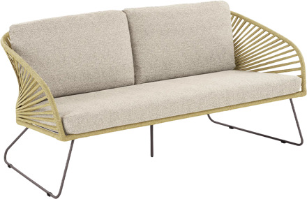 Artichok Mischa tuin loungeset naturel 5delig - tweezitsbank, twee fauteuils, twee salontafels - met zitkussens Beige
