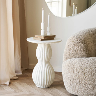 Artichok Nancy fiberclay bijzettafel wit - Ø 40 x 55 cm