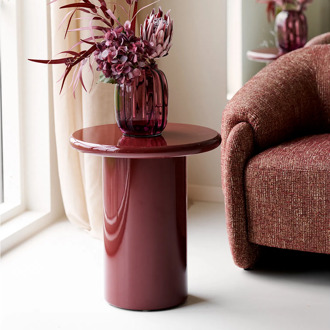 Artichok Nelly houten bijzettafel rood - Ø45