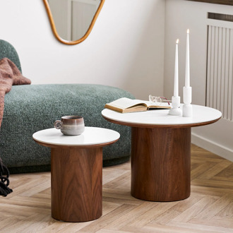 Artichok Nour houten bijzettafel met keramiek blad donkerbruin - Ø40