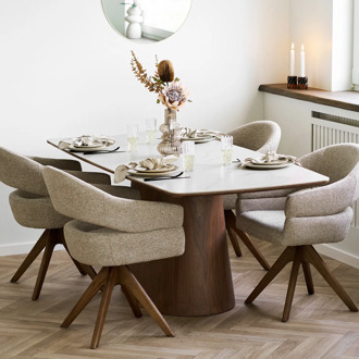 Artichok Nour houten eettafel met keramiek blad donkerbruin - 200 x 90 cm