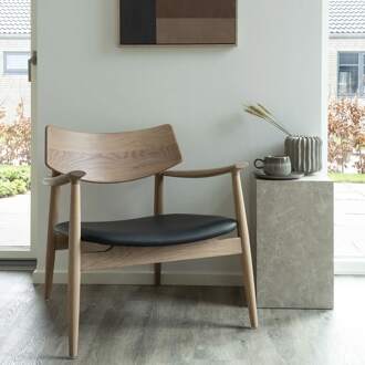 Artichok Oliver houten fauteuil naturel - met zwarte kunstleren zitting Bruin