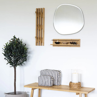 Artichok Rijk bamboe houten wandkapstok naturel - 60 x 14 cm Bruin