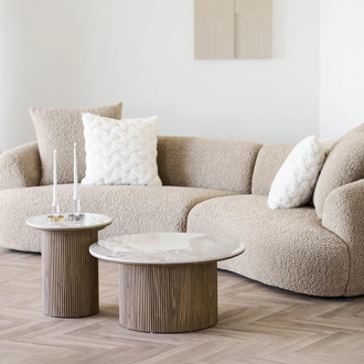 Artichok Ronda houten bijzettafel met keramiek blad bruin Ø 45 x 50 cm