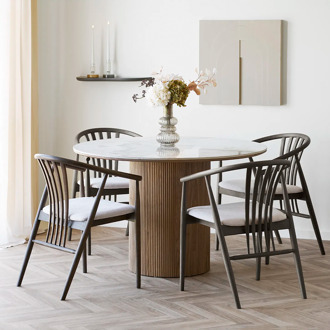 Artichok Ronda houten eettafel met keramiek blad bruin - Ø120 x 75 cm