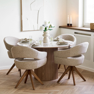 Artichok Ronda houten eettafel met keramiek blad bruin - Ø140 x 75 cm