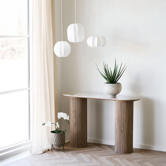 Artichok Ronda houten sidetable met keramiek blad bruin - 120 x 78 cm