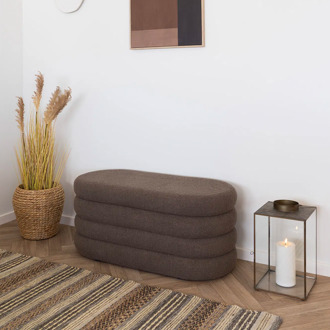 Artichok Rumi ovale teddy bankje bruin met opbergruimte - 103 x 45 cm