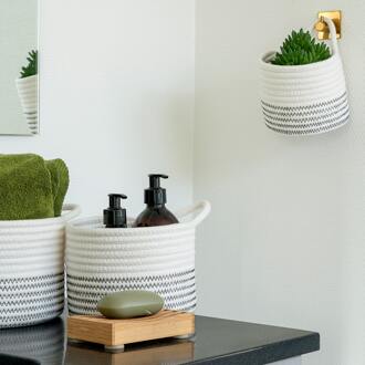 Artichok Sascha katoenen manden wit - set van 3