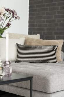 Artichok Striped sierkussen zwart en beige - 30 x 60 cm