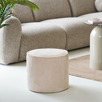 Artichok Talia ribstof poef beige - Ø40