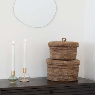 Artichok Tijl opbergmanden met deksel bruin - set van 2