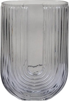 Artichok U-shape glazen vaas rookglas - 13 x 19 cm Zwart
