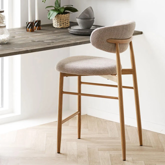 Artichok Veronique barkruk met stoffen zitvlak en rugleuning zand - 65 cm