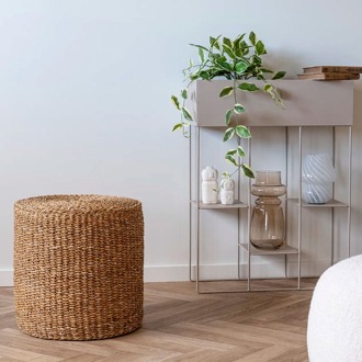 Artichok Ward ronde poef van zeegras naturel - Ø 40 cm Bruin