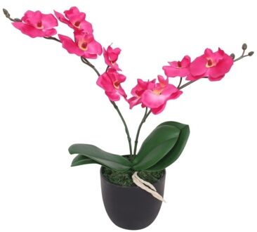 Artificial orchid with pot 30 cm red